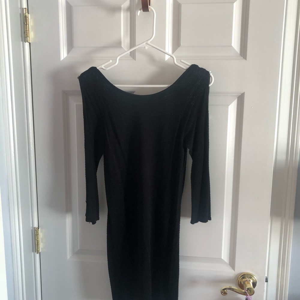Sexy black 3/4 length shirt dress